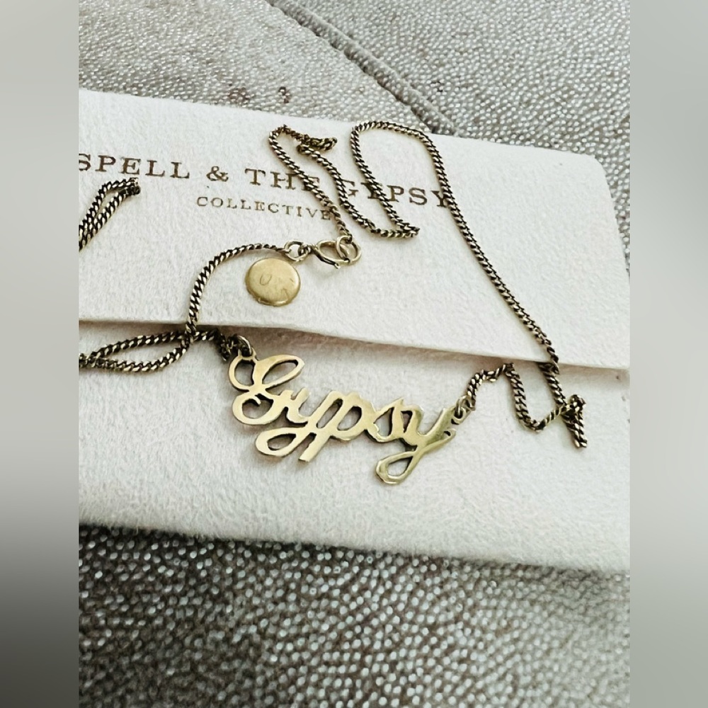SOLD Spell And The Gypsy GYPSY Letters Necklace Gold